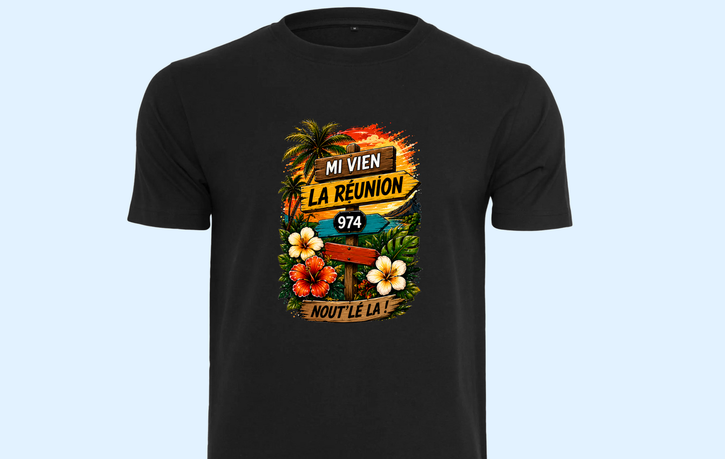 T-shirt « Mi Vien La Réunion 974 – Nout' Lé La ! »