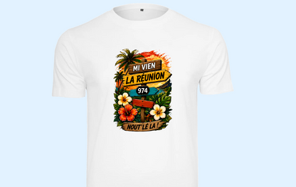 T-shirt « Mi Vien La Réunion 974 – Nout' Lé La ! »