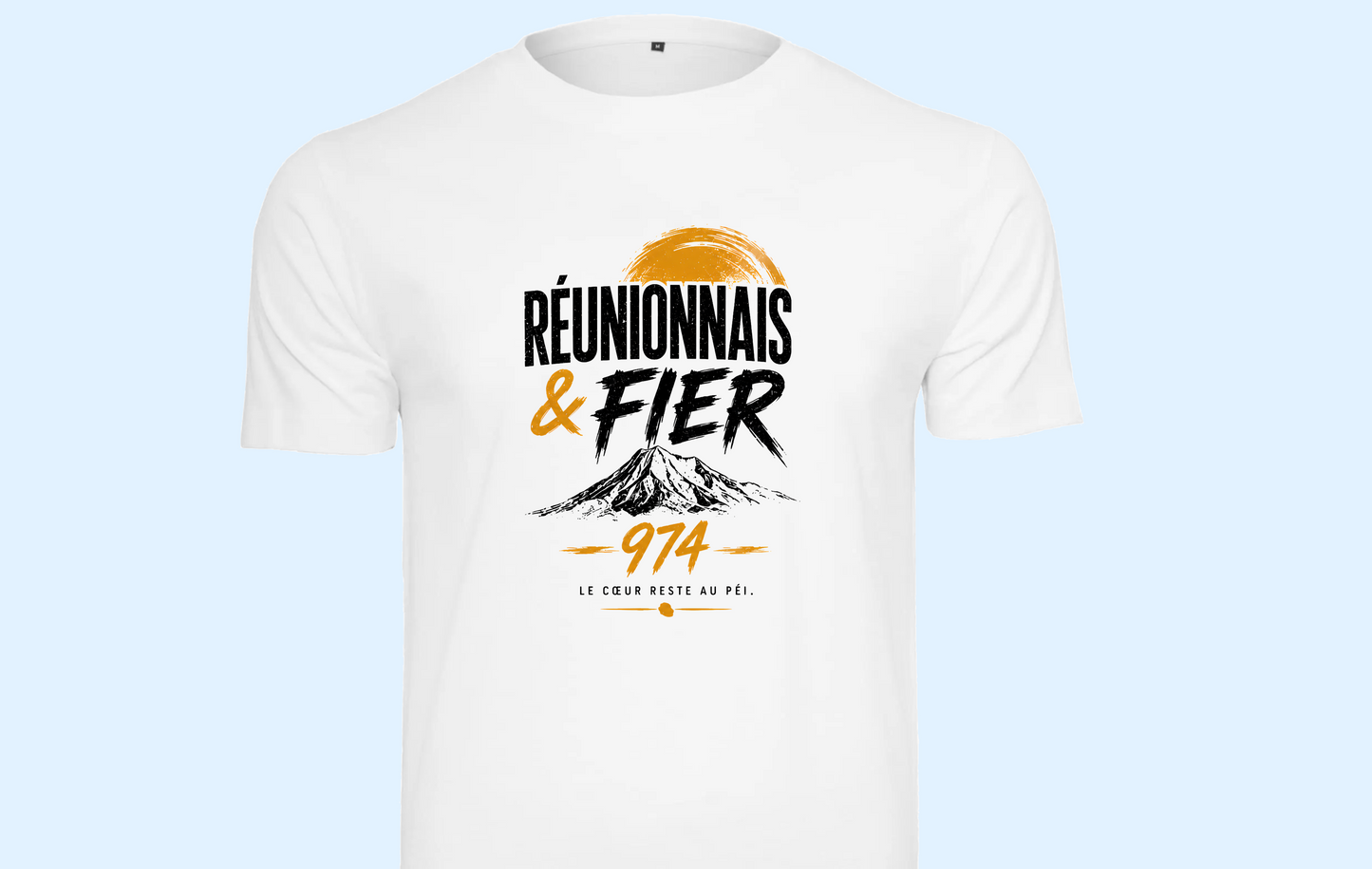 T-shirt Réunionnais & Fier 974 – Le cœur reste au péi