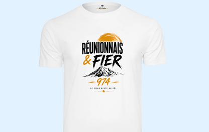 T-shirt Réunionnais & Fier 974 – Le cœur reste au péi