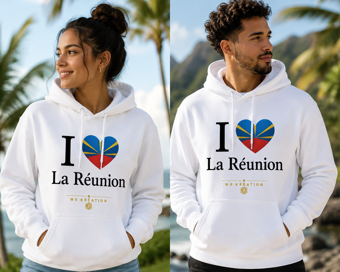 Sweat "I Love La Réunion" – Hoodie 974 | MS Kréation
