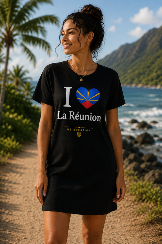 Robe T-shirt I Love La Réunion – 974 | MS Kréation