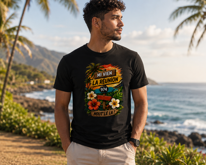 T-shirt « Mi Vien La Réunion 974 – Nout' Lé La ! »