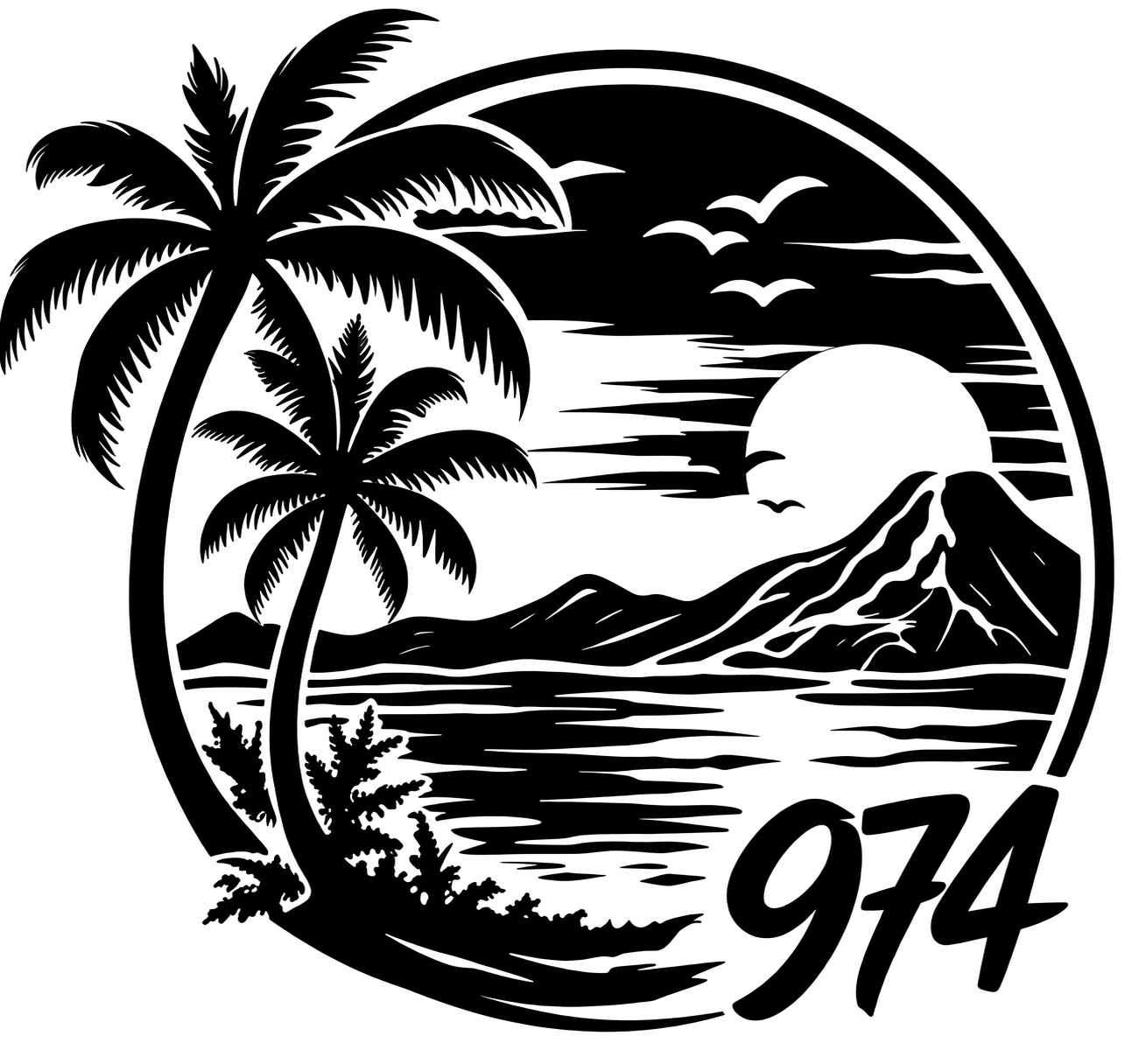 Sticker voiture 974 - Autocollant voiture 974