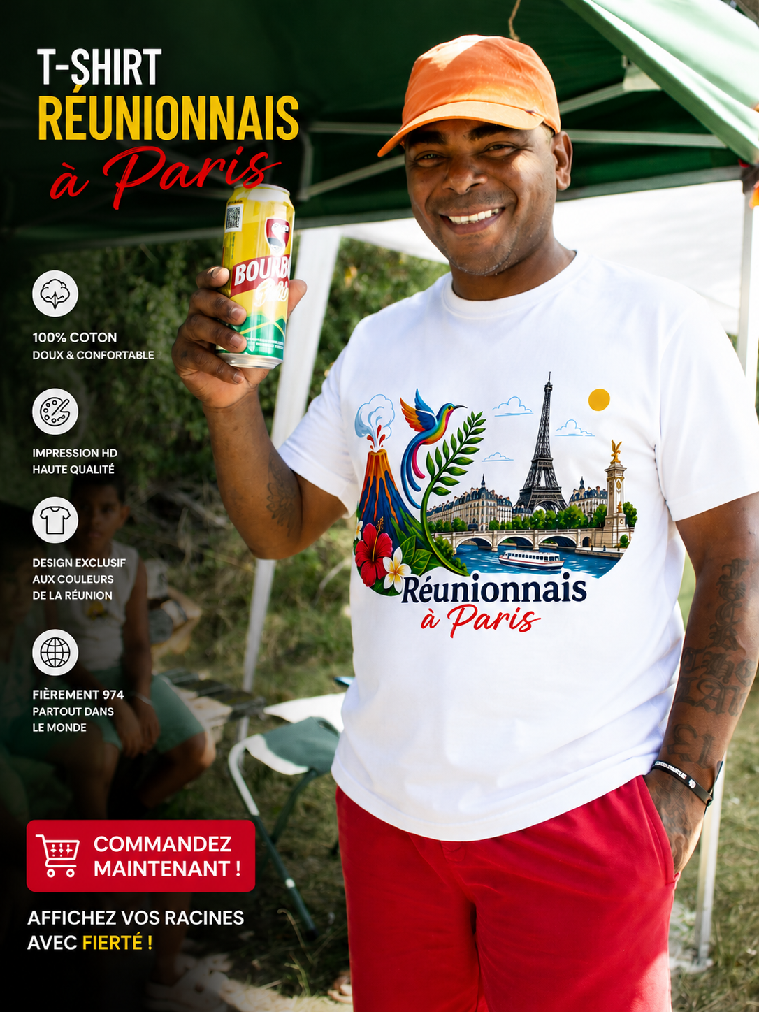 T-shirt Réunionnais ... : un pont entre île et montagne