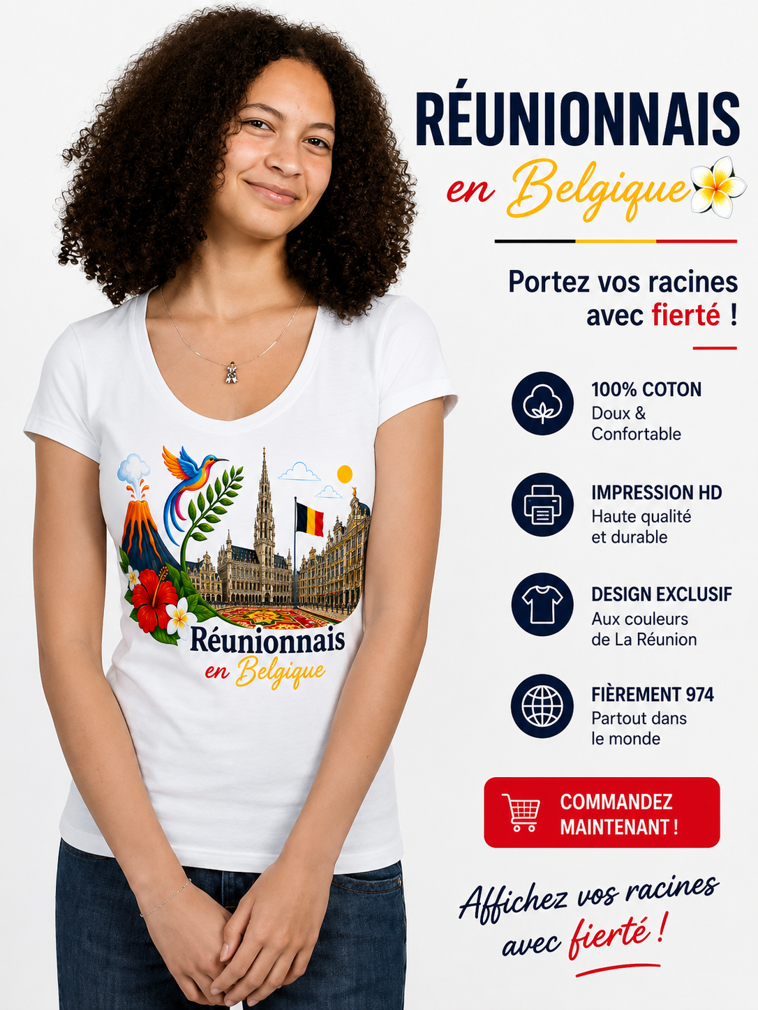 T-shirt Réunionnais ... : un pont entre île et montagne