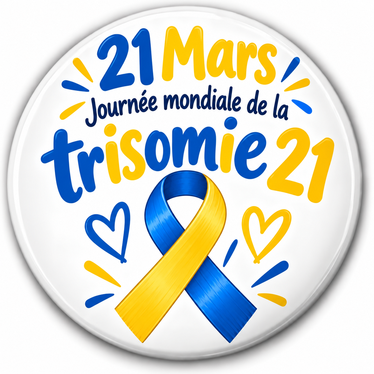 Badge Trisomie 21 – Journée mondiale du 21 mars