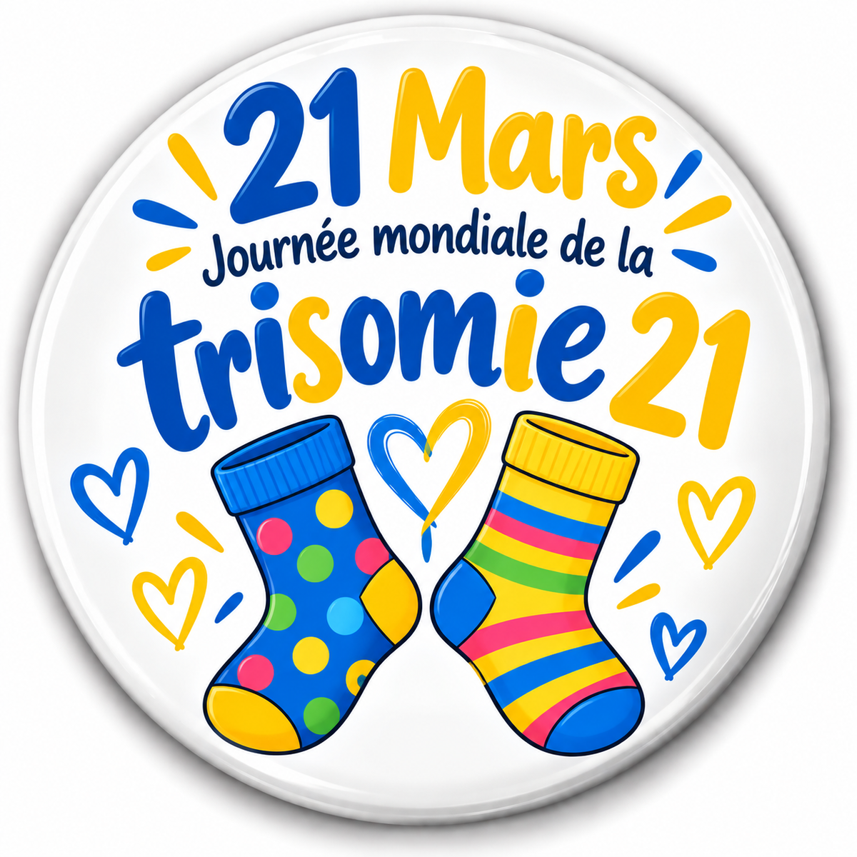 Badge Trisomie 21 – Journée mondiale du 21 mars