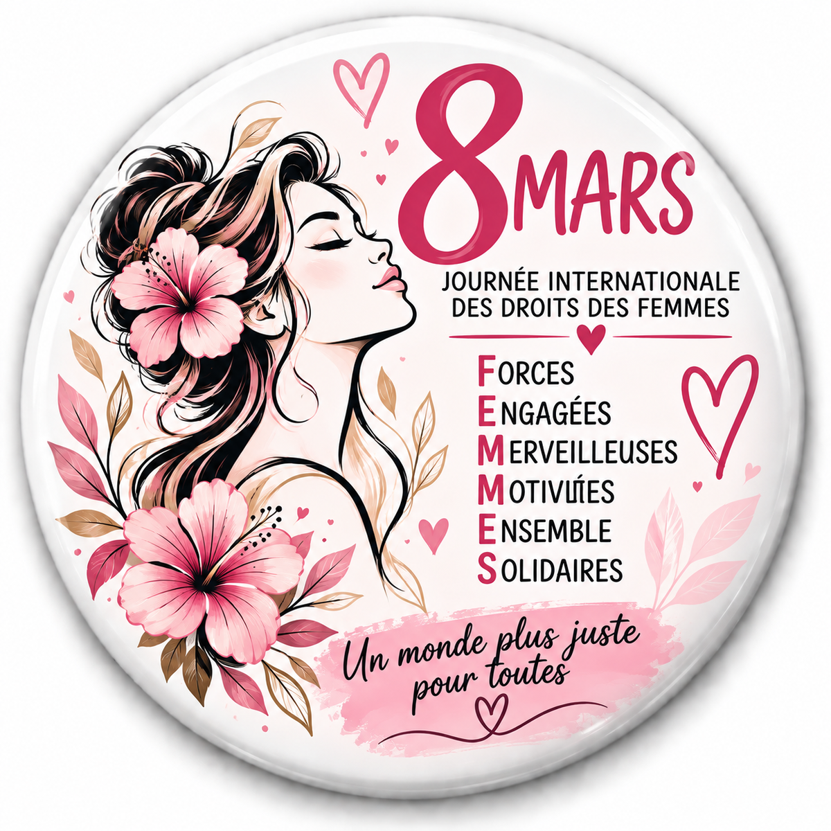 Badge 8 Mars – Droits des Femmes | MS Kréation
