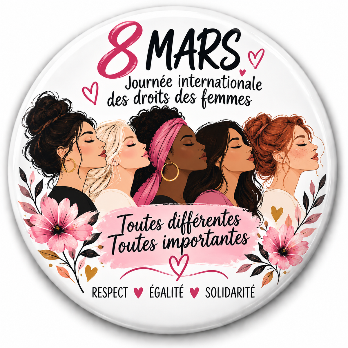 Badge 8 Mars – Droits des Femmes | MS Kréation