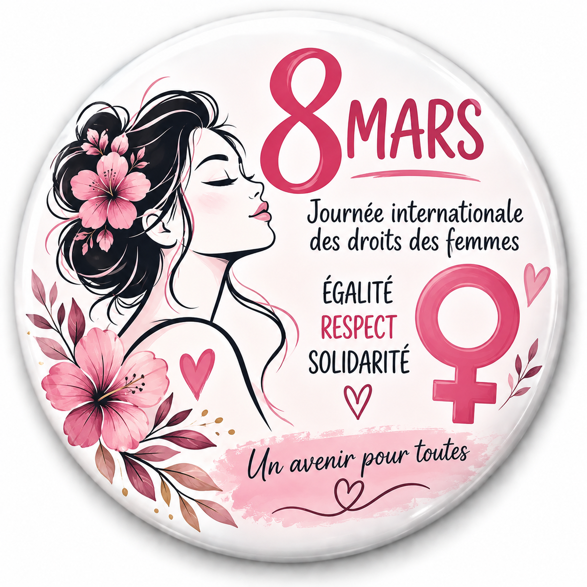 Badge 8 Mars – Droits des Femmes | MS Kréation