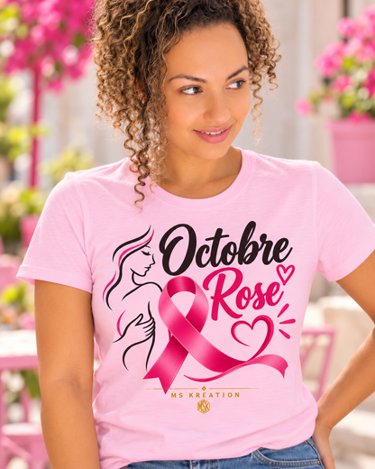 T-shirt Octobre Rose – Ruban Rose & Sensibilisation Cancer du Sein