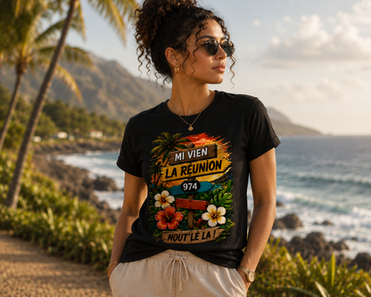 T-shirt « Mi Vien La Réunion 974 – Nout' Lé La ! »