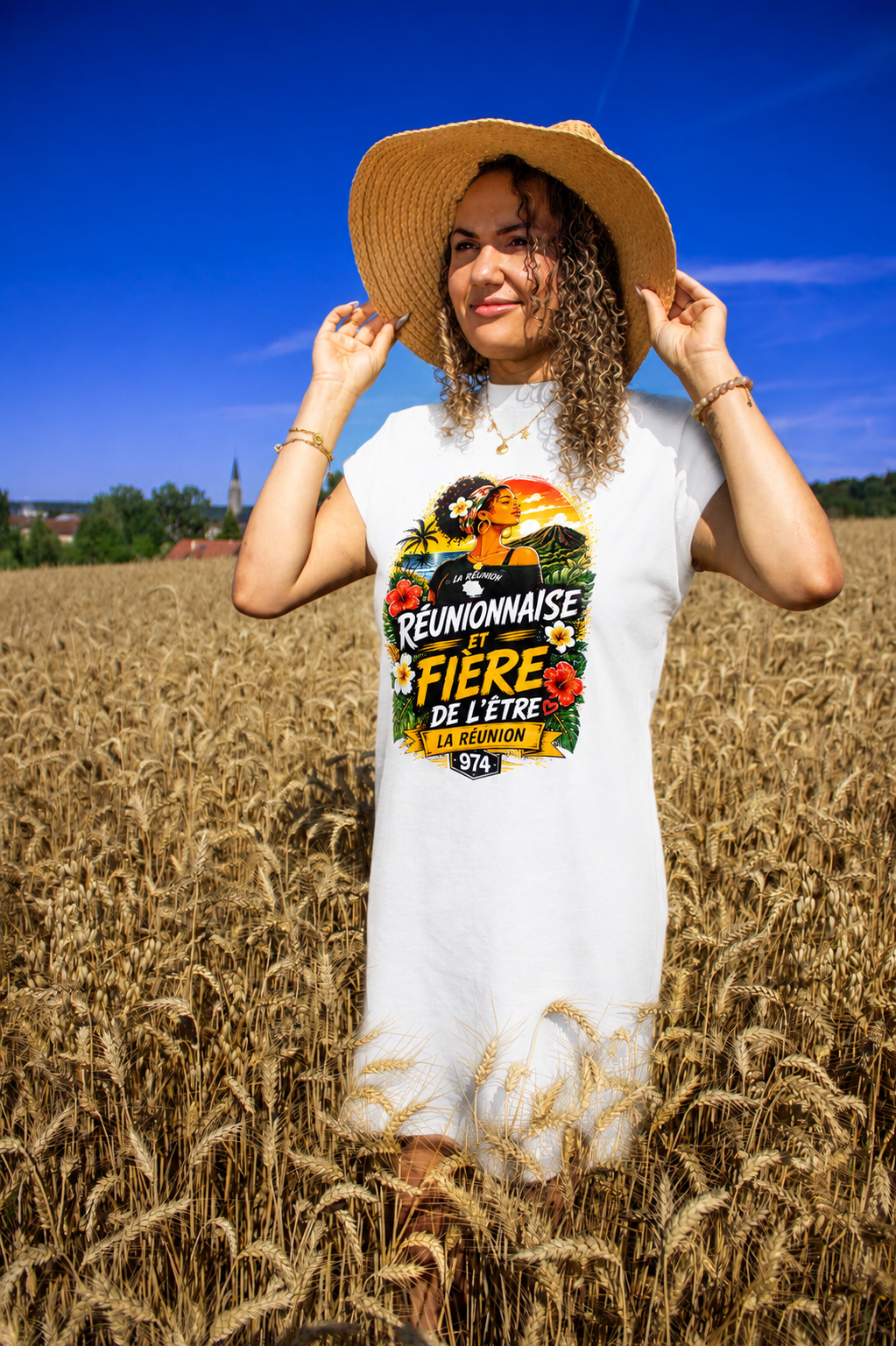 Robe T-shirt « Réunionnaise et Fière de l'être » – Édition 974