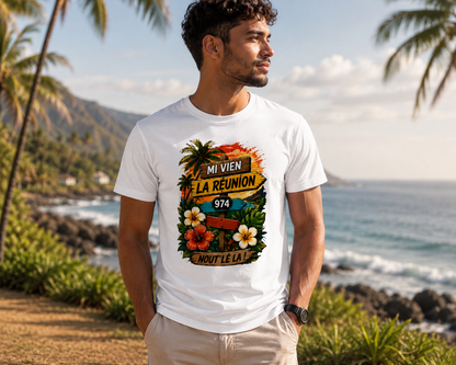 T-shirt « Mi Vien La Réunion 974 – Nout' Lé La ! »
