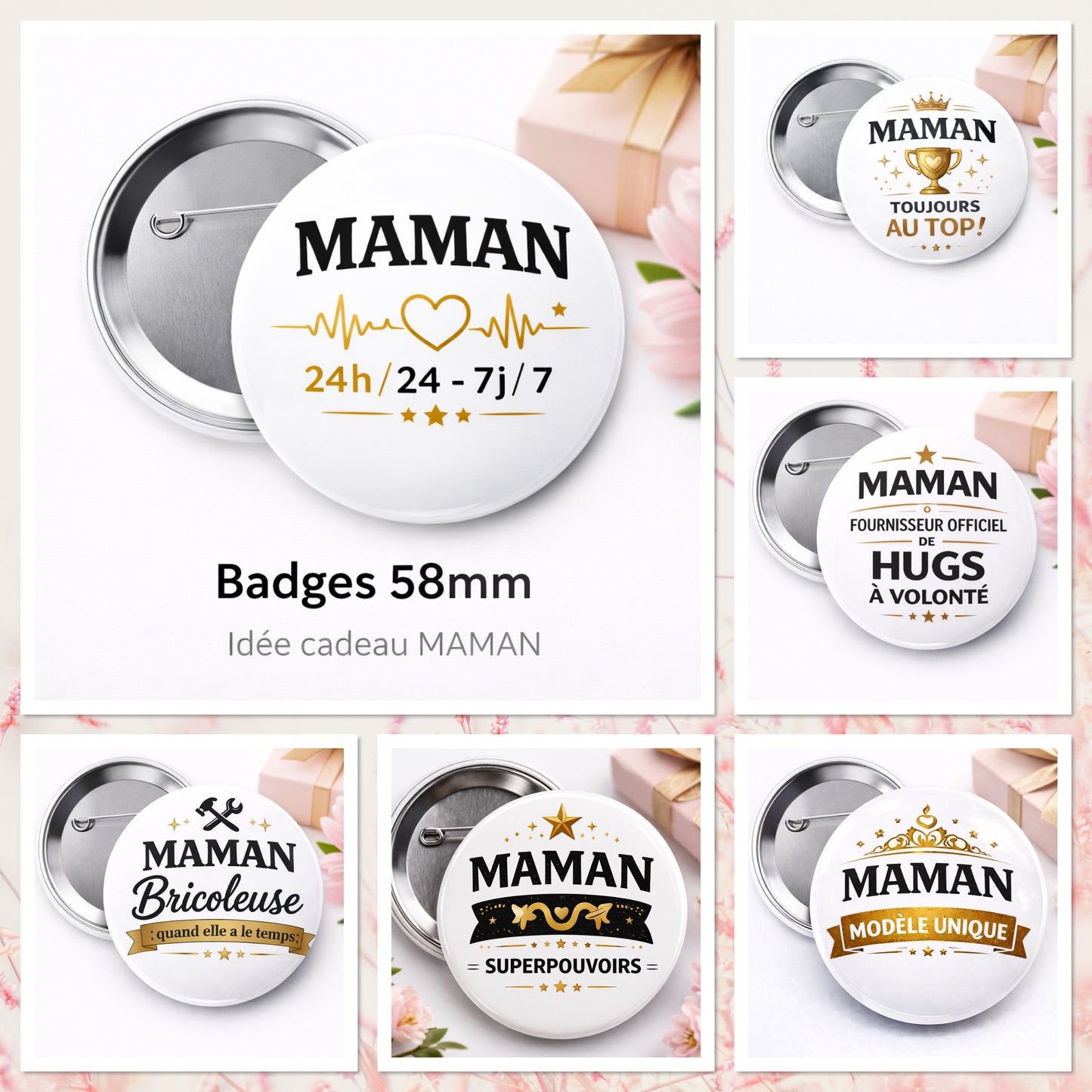 Badge & Magnet Personnalisé Fête des Mères