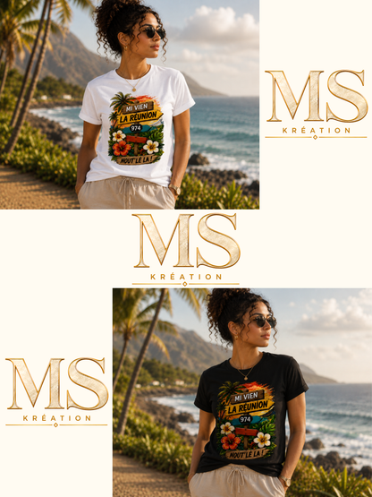 T-shirt « Mi Vien La Réunion 974 – Nout' Lé La ! »