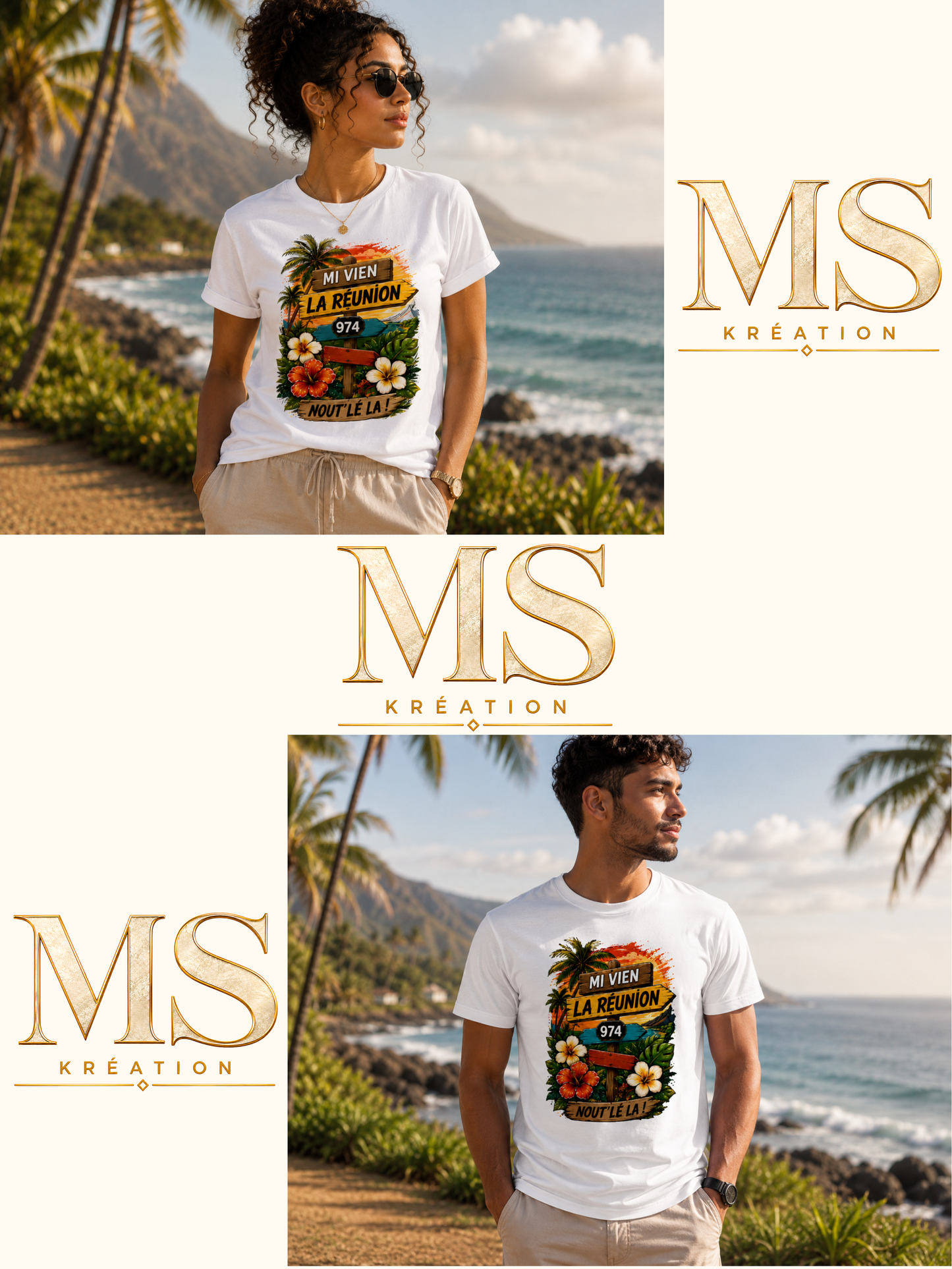T-shirt « Mi Vien La Réunion 974 – Nout' Lé La ! »
