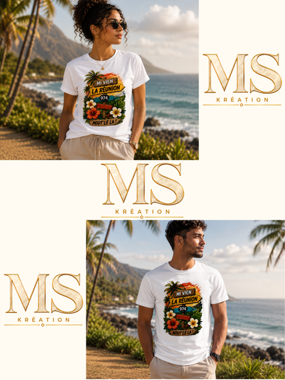 T-shirt « Mi Vien La Réunion 974 – Nout' Lé La ! »