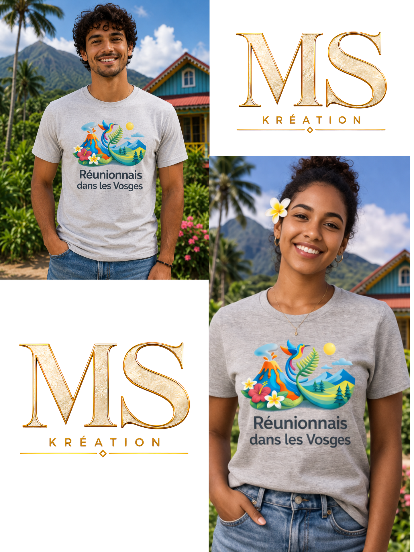 T-shirt Réunionnais ... : un pont entre île et montagne