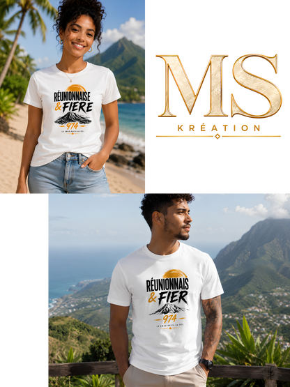 T-shirt Réunionnais & Fier 974 – Le cœur reste au péi