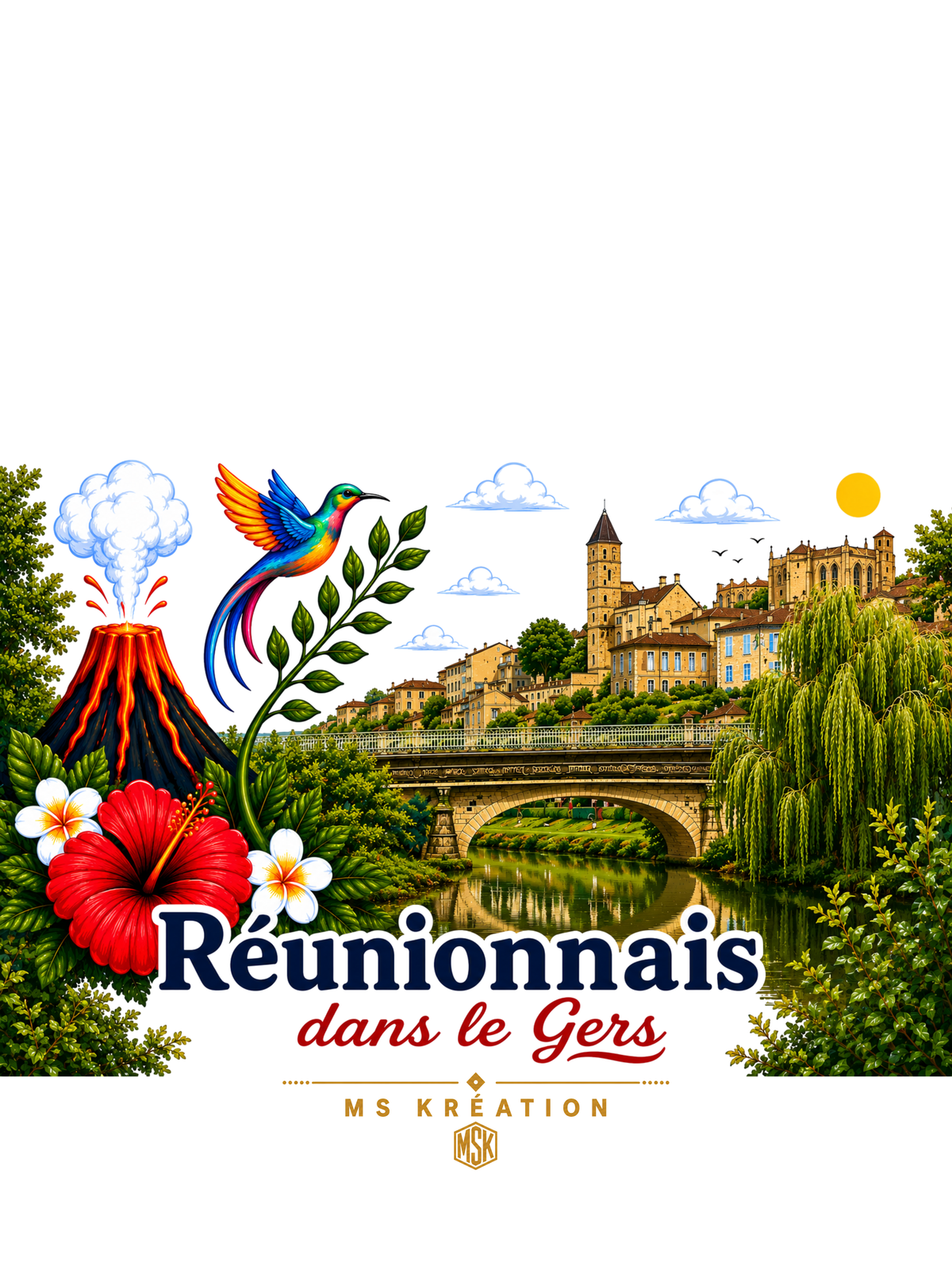 T-shirt Réunionnais ... : un pont entre île et montagne