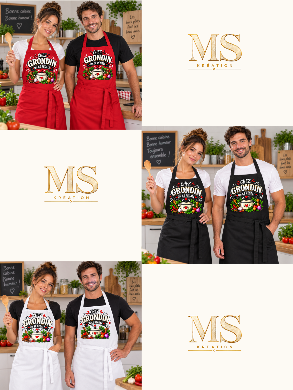 Tablier de cuisine personnalisé prénom ou nom | MS Kréation