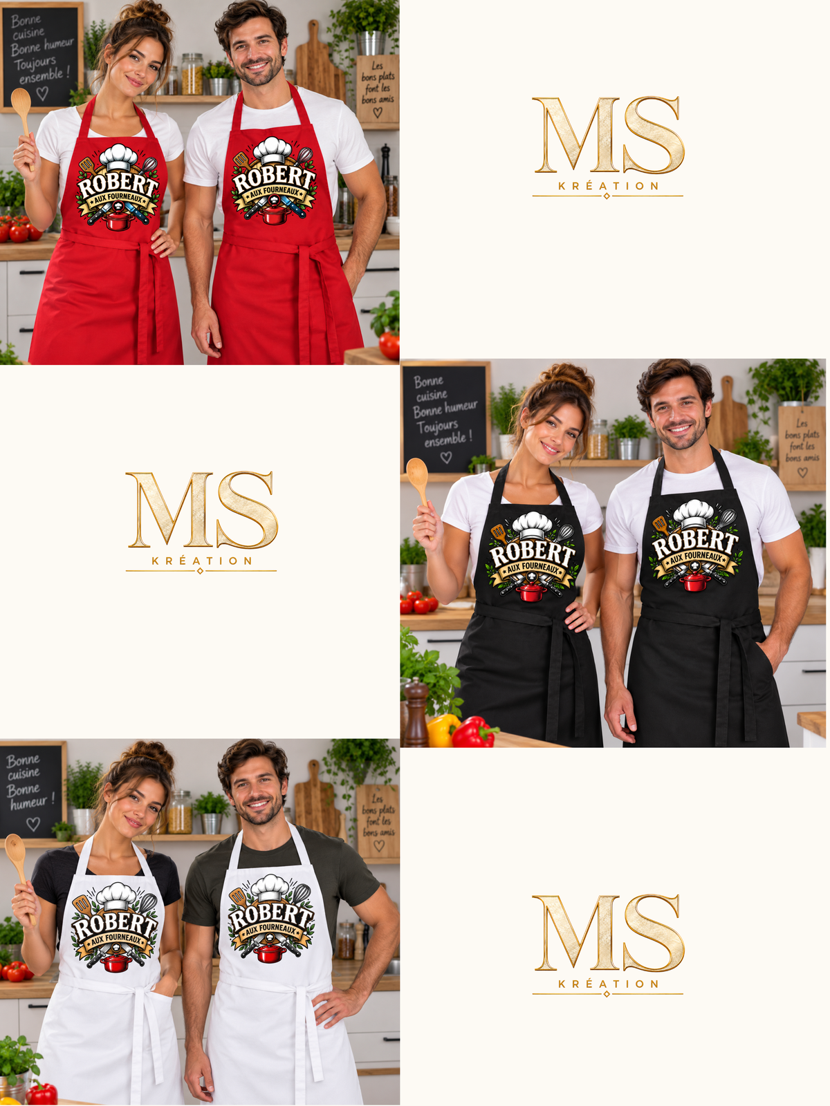 Tablier de cuisine personnalisé prénom ou nom | MS Kréation