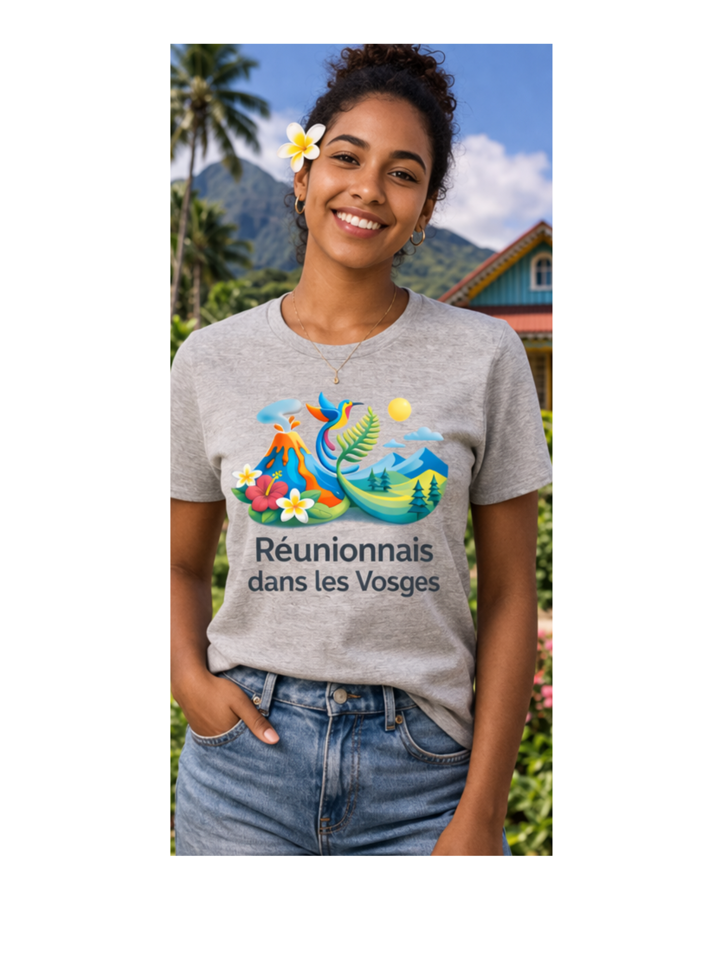 T-shirt Réunionnais ... : un pont entre île et montagne