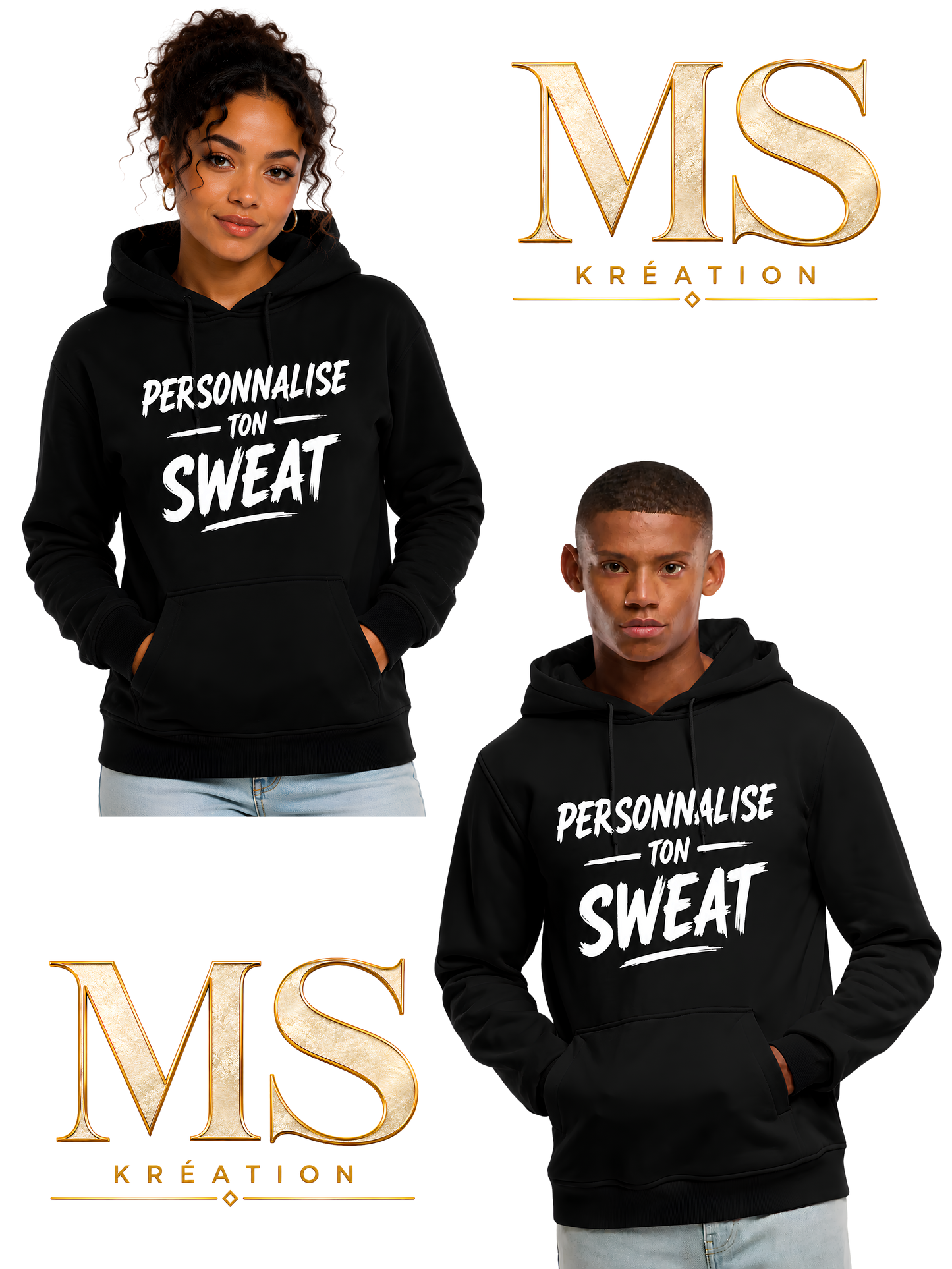 Sweat à capuche personnalisable unisexe – MS Kréation