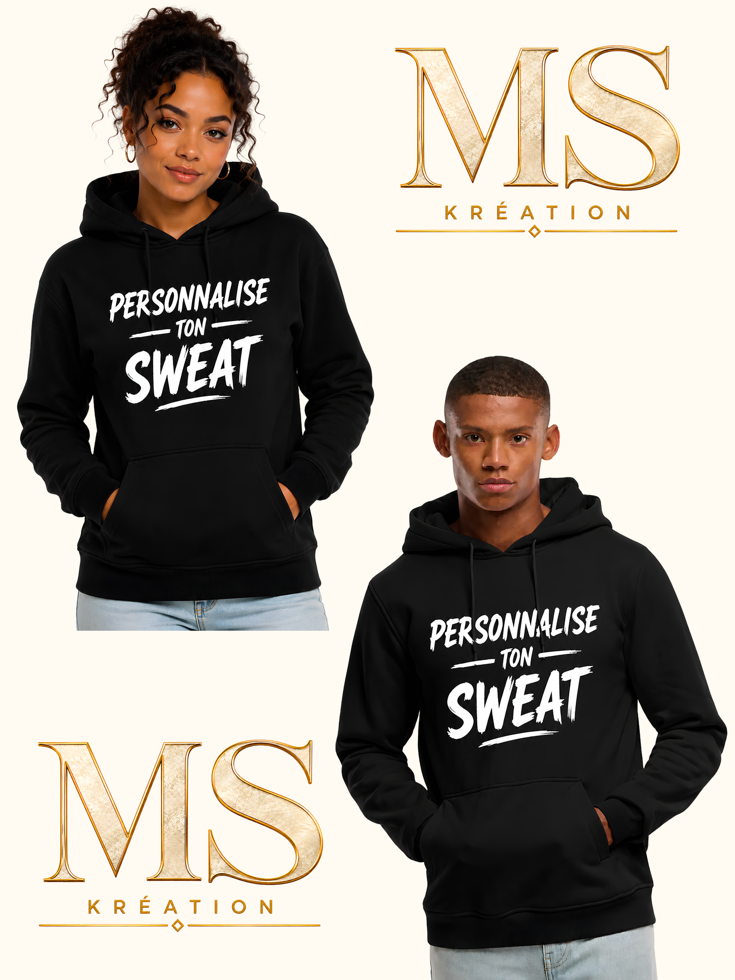 Sweat à capuche personnalisable unisexe – MS Kréation