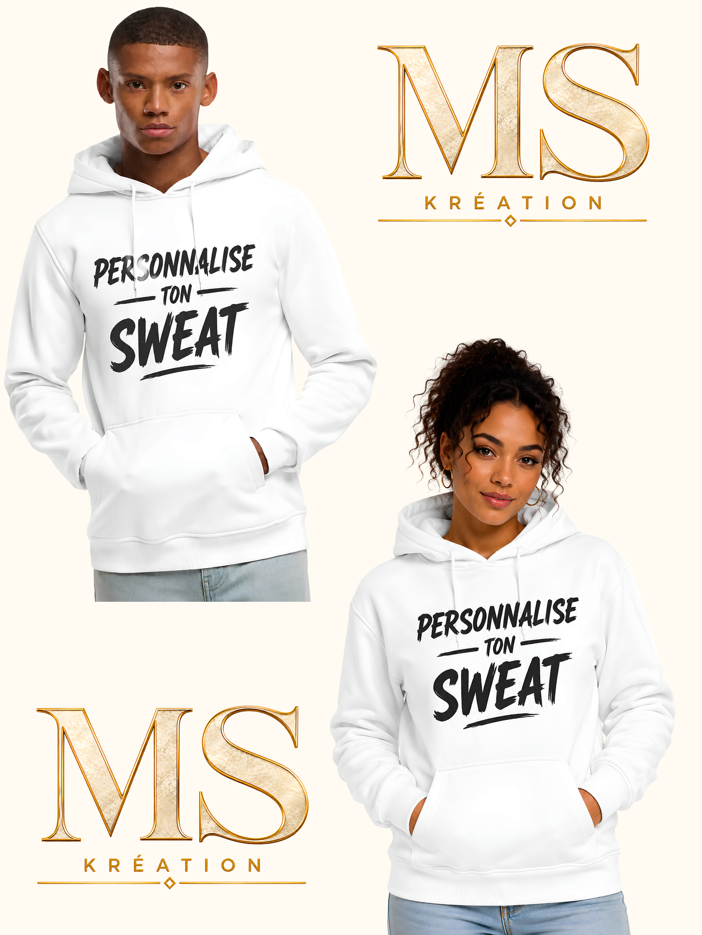 Sweat à capuche personnalisable unisexe – MS Kréation