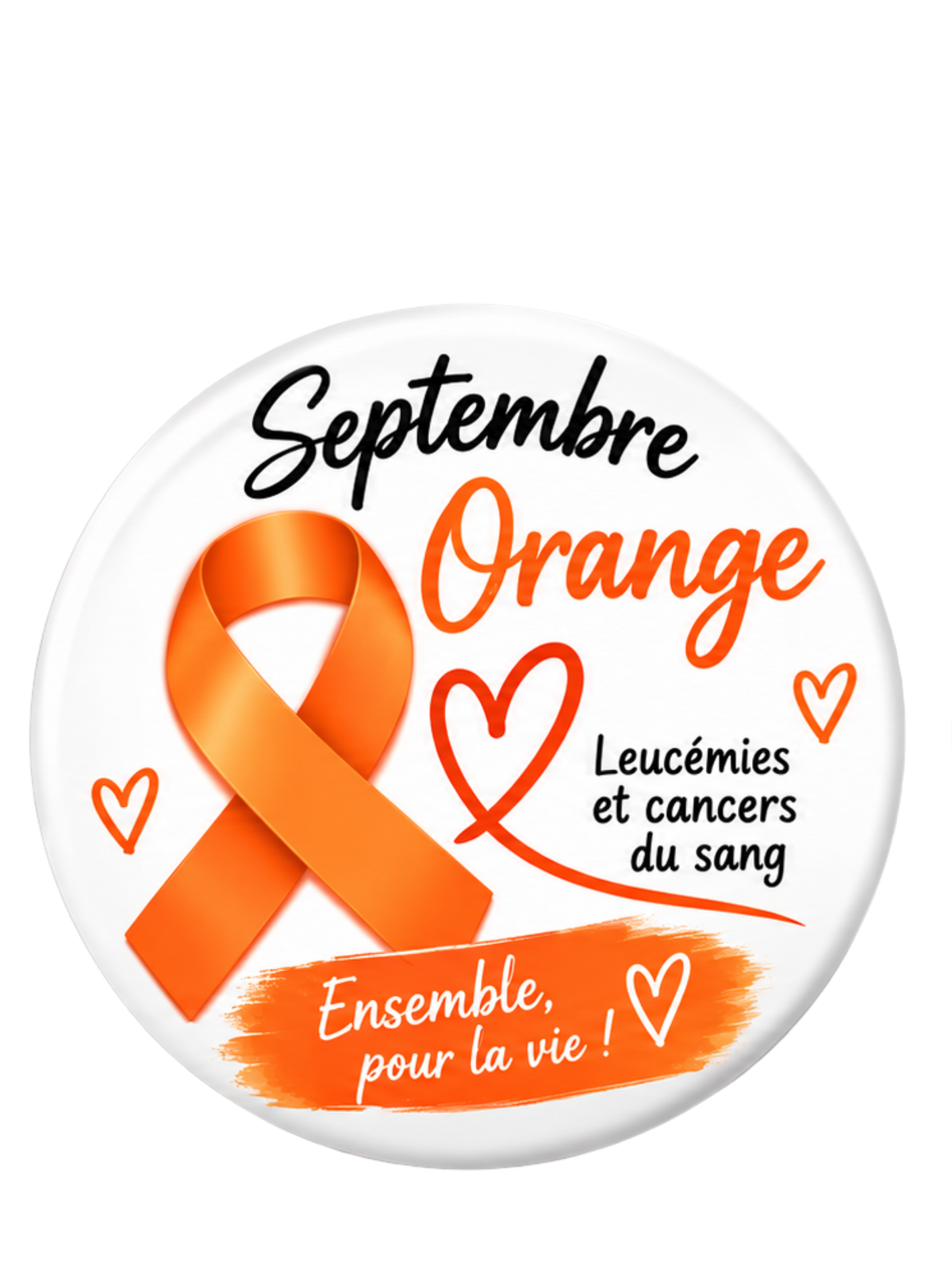 Badge Leucémie & Cancers du Sang – Ruban Orange