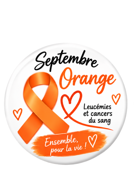 Badge Leucémie & Cancers du Sang – Ruban Orange