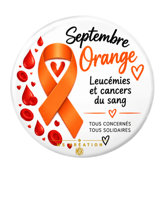 Badge Leucémie & Cancers du Sang – Ruban Orange