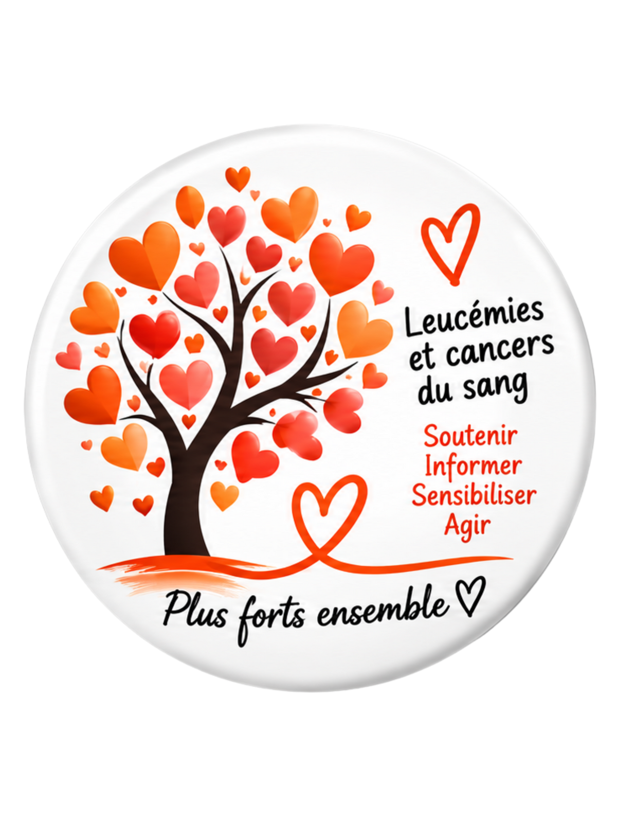 Badge Leucémie & Cancers du Sang – Ruban Orange