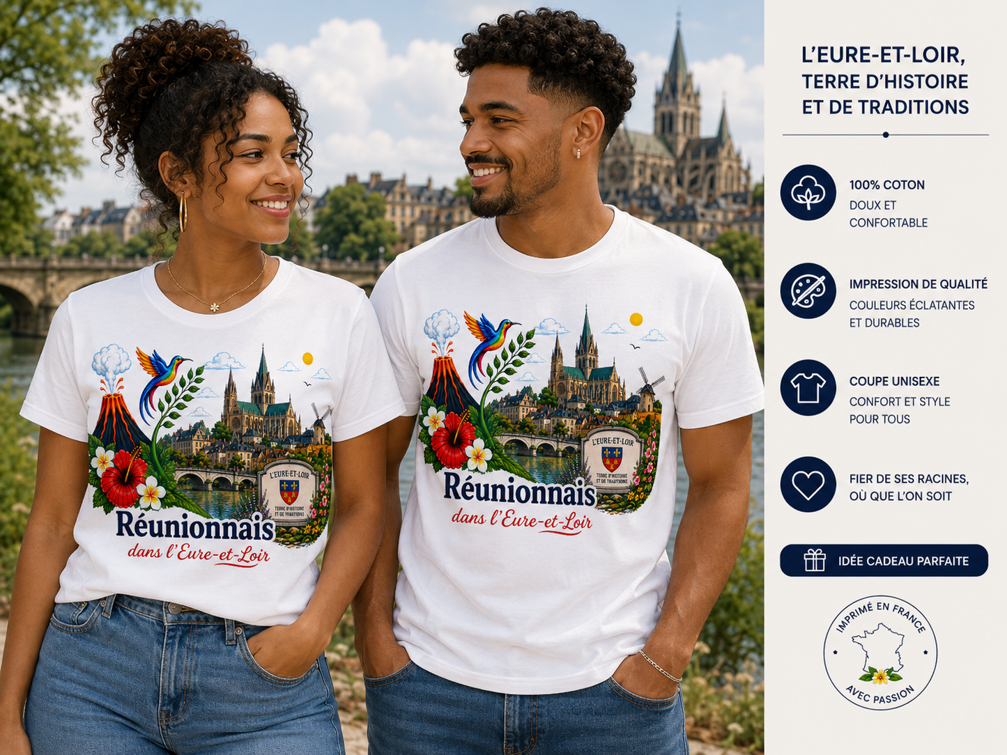 T-shirt Réunionnais ... : un pont entre île et montagne
